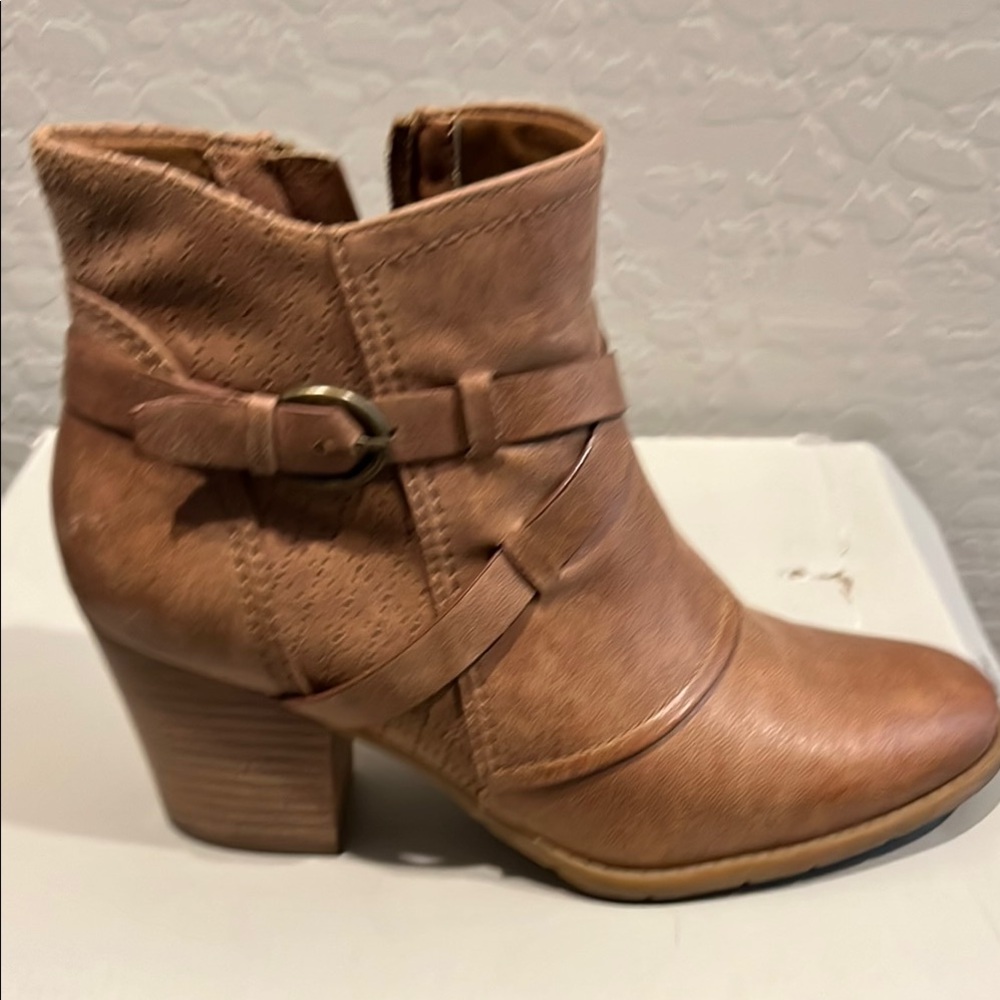 Brown Ankle Boots with Buckle Detail